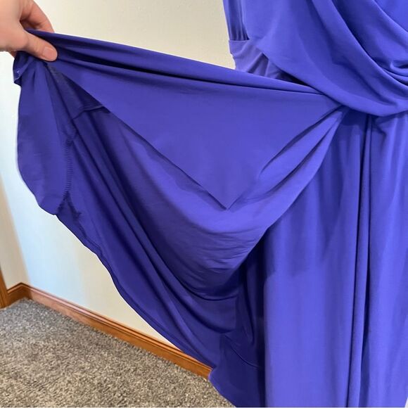 Chaps Vivid violet purple color Sleeveless v-neck Midi formal Dress size 16W - Picture 4 of 12